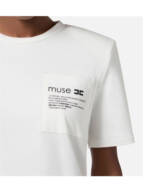 T-SHIRT WITH POCKET ELISABETTA FRANCHI | MA02056E2270 Gesso